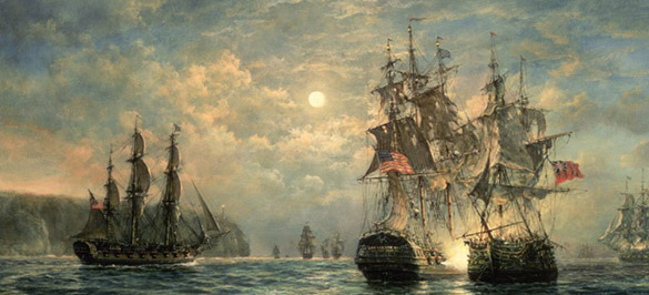 Painting by Richard Willis of the battle off Flamborough Head